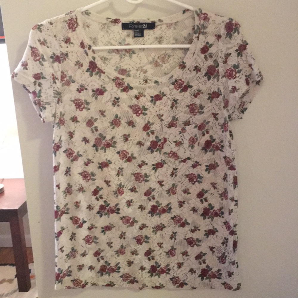 Forever 21 Lace Rose Tee
